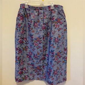 Vintage Cricket Lane A-line denim floral skirt size 18 elastic waist
